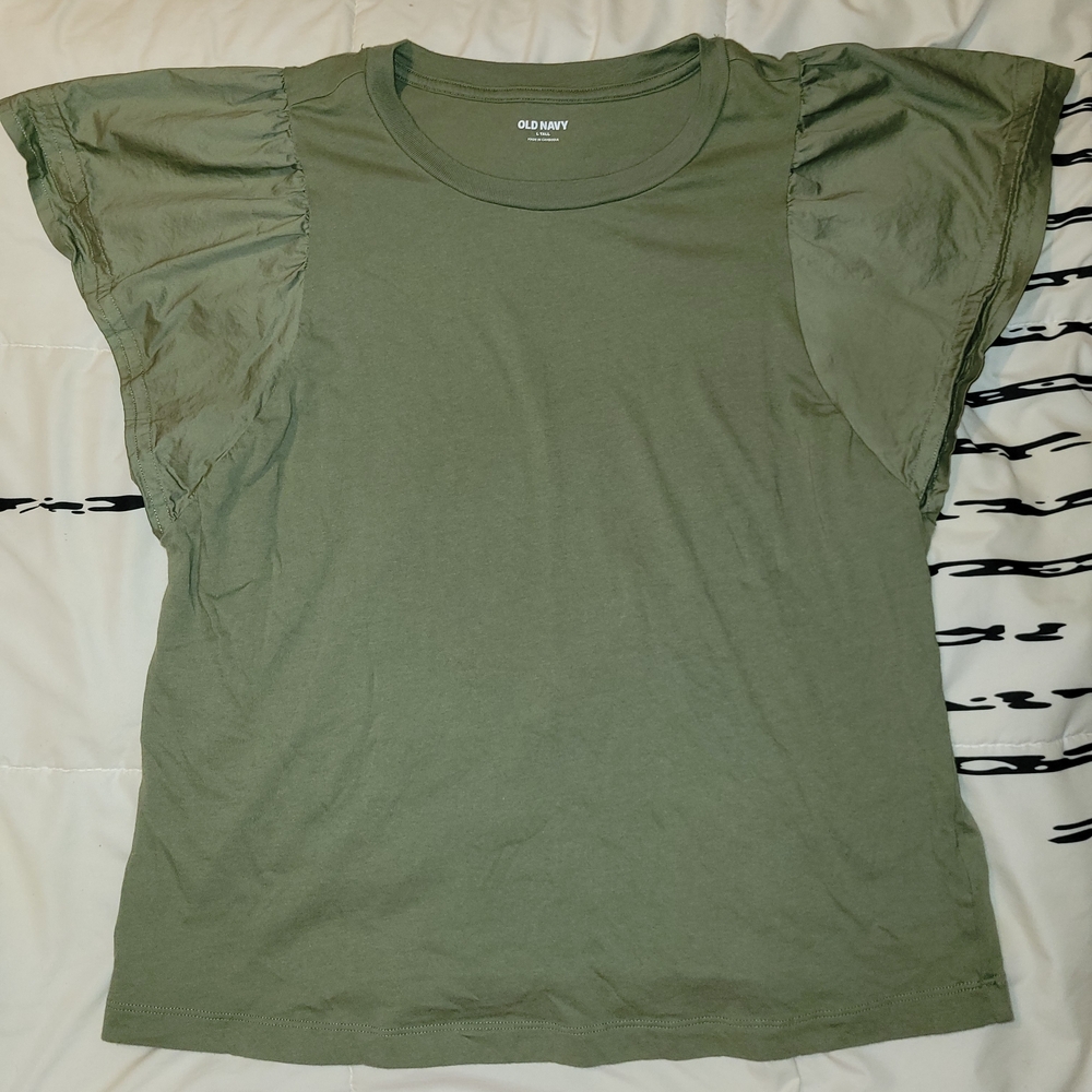 Old Navy Olive Flutter Sleeve Tee
